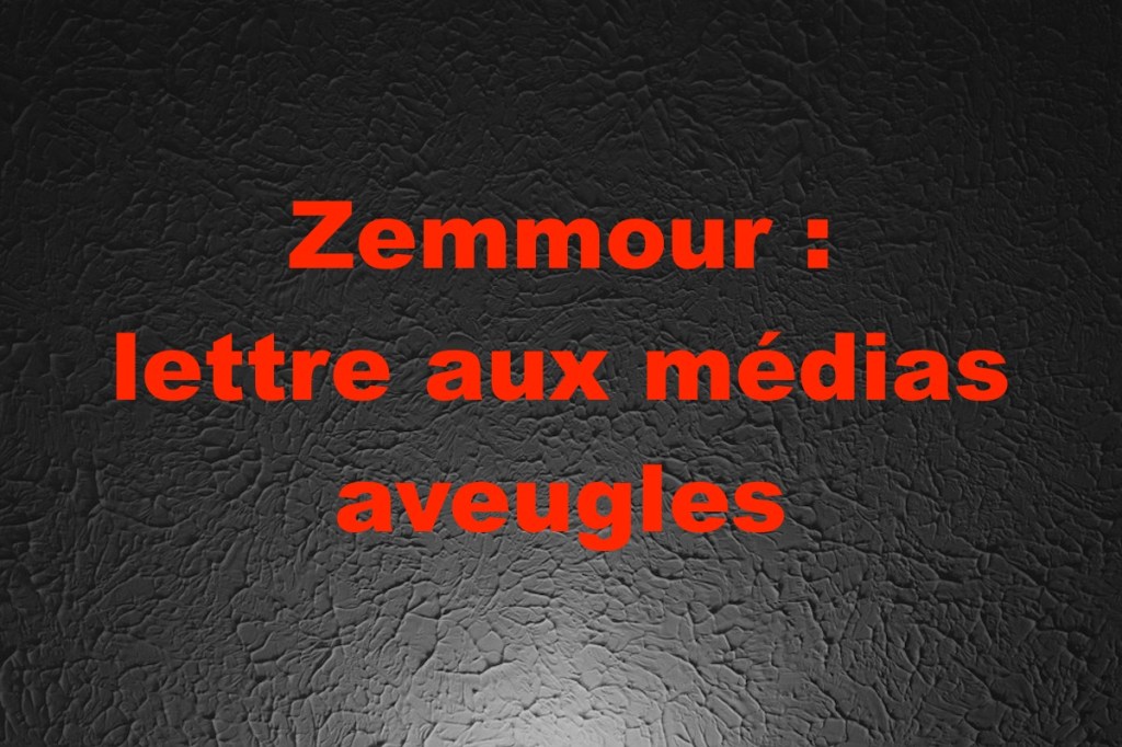 Zemmour : lettre aux médias&nbsp;aveugles